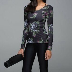 lululemon athletica Floral Long Sleeve Top - Black and Purple